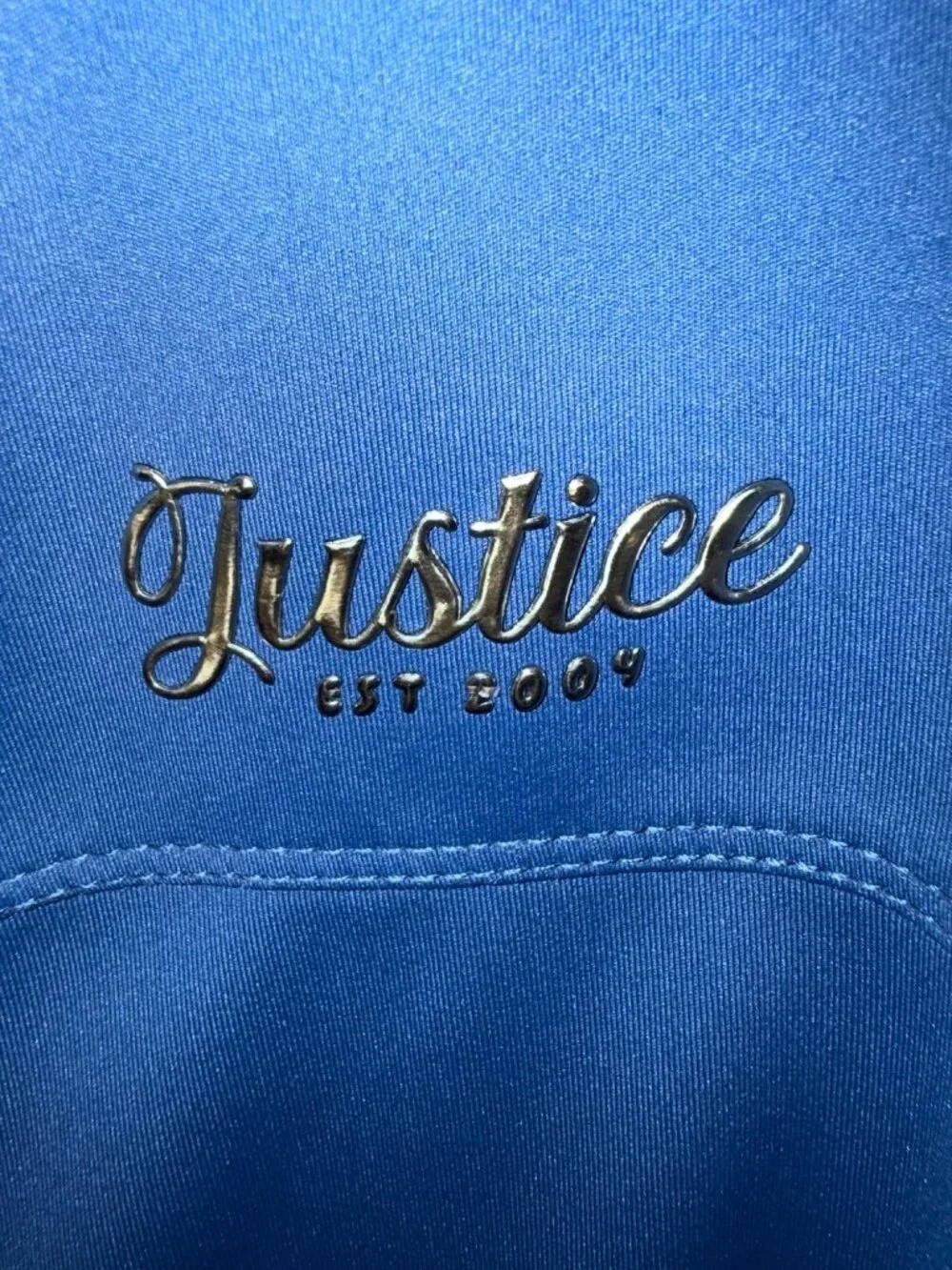 Justice Girls Blue Half-Zip Pullover With Pink Stripe Accents Size Small (7/8)